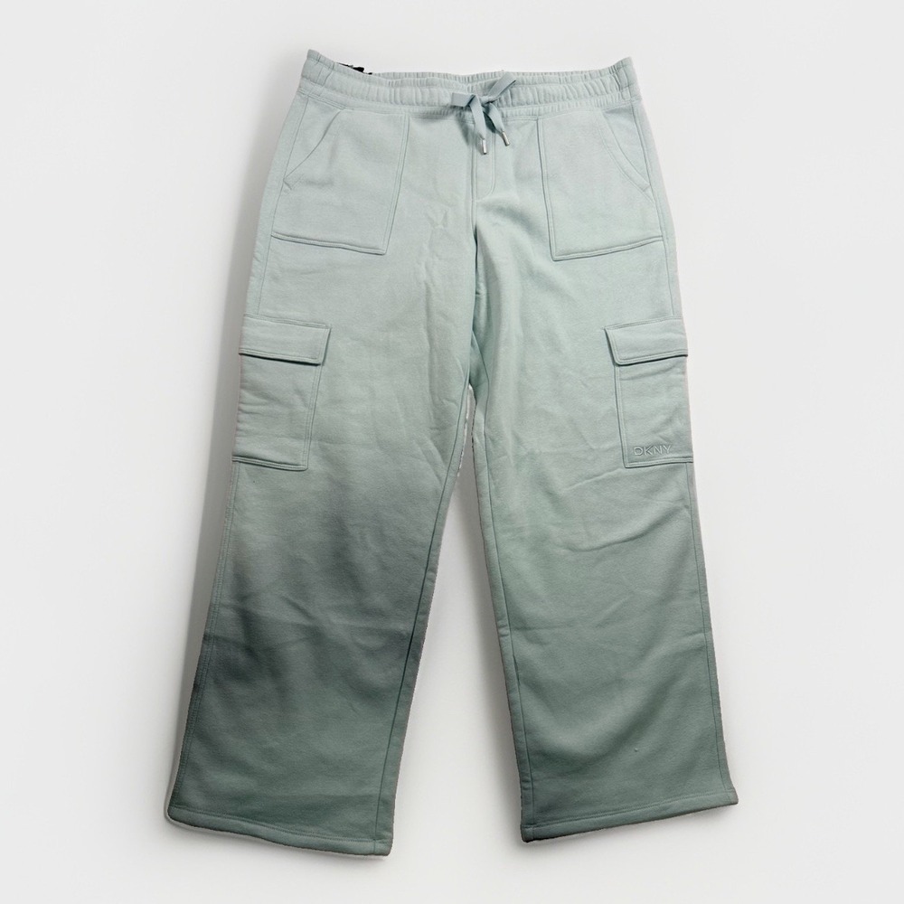 DKNY Women's Midweight Classic Straight Leg Cargo Sweatpant XL Green